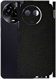 Realme 11 ile Uyumlu Deri Desenli Siyah Arka Kaplama