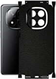 Redmi Note 14 Pro Plus ile Uyumlu Deri Desenli Siyah Arka Kaplama