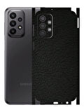 Samsung A23 ile Uyumlu Deri Desenli Siyah Arka Kaplama