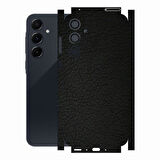 Samsung A35 ile Uyumlu Deri Desenli Siyah Arka Kaplama