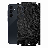 Samsung A55 ile Uyumlu Deri Desenli Siyah Arka Kaplama