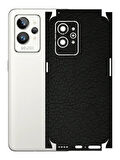 Realme GT2 Pro ile Uyumlu Deri Desenli Siyah Arka Kaplama