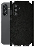 Samsung Galaxy A56 ile Uyumlu Deri Desenli Siyah Arka Kaplama(KILIF DEĞİLDİR!)