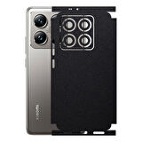 Xiaomi 14T Pro ile Uyumlu 360 Arka Kaplama  Deri Desenli Siyah