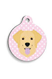 Puantiyeli Pembe Golden Retriever Yuvarlak Köpek Künyesi Large: 3,8 cm.