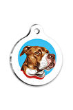 İllüstrasyon Pitbull 2 Yuvarlak Köpek Künyesi Medium 3 cm