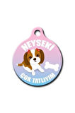 Sevimli Köpek Desenli Yuvarlak Köpek Künyesi Medium