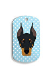 Mavi Puantiyeli Doberman Pinscher Asker Kedi ve Köpek Künyesi