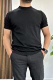 Erkek Slim Fit Bisiklet Yaka Triko Tişört Siyah Edw096