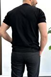 Erkek Slim Fit Bisiklet Yaka Triko Tişört Siyah Edw096