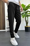 Erkek Slim Fit Beli Lastikli Double Paça Jogger Pantolon Siyah Edw114