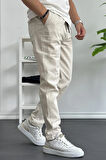Erkek Rahat Kesim İnce Keten Pantolon Krem Edw114