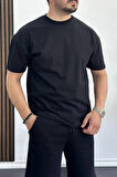 Erkek Oversize %100 Pamuk Sırt Baskılı T-shirt Siyah Edw160