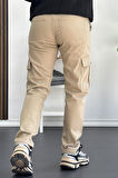 Erkek Yan Cepli Kargo Pantolon Krem Edw184
