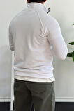 Erkek Yarım Fermuarlı Sweatshirt Beyaz Edw212