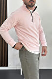 Erkek Yarım Fermuarlı Sweatshirt Pembe Edw212