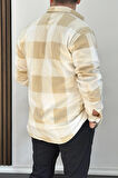 Erkek Slim Fit Polar Gömlek Krem Edw227