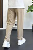 Erkek Beli Lastikli Jogger Pantolon Bej Edw354