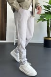 Erkek Beli Lastikli Gofre Kumaş Jogger Pantolon Gri Edw358