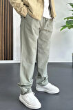 Erkek Beli Lastikli Baggy Rahat Pantolon Yeşil Edw359