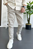 Erkek Dar Paça Jogger Pantolon Bej Edw384