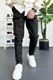 Erkek Dar Paça Jogger Pantolon Siyah Edw384