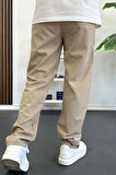 Erkek Beli Lastikli Jogger Pantolon Krem Edw394