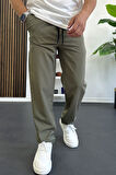 Erkek Beli Lastikli Jogger Pantolon Yeşil Edw394