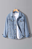 Erkek Regular Denim Kot Ceket Açık Mavi Edw397