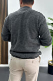 Erkek Bisiklet Yaka Buklet Kumaş Kazak Antrasit Edw419
