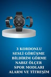 Alarm ve Titreşim Özellikli Akıllı Saat ve Mikrofonlu Kablolu Bluetooth Kulaklı