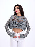 3958 TRİKO FİLE BOLERO-GRİ