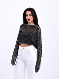 3958 TRİKO FİLE BOLERO-SİYAH