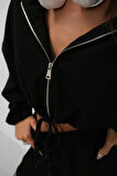 Beli Lastikli Fermuarlı Sweatshirt