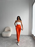PANTOLON KAPALI CEP 3 DÜĞME DETAYLI - Orange