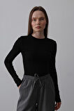 Uzun Kol Crop Top - Siyah