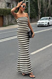 Maura Desenli Straplez Elbise 2770