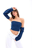 7357 KOT CROP-MAVİ