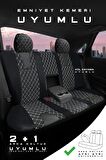 Audi Q7 Suv 2006-2015 3 Parça Bütün Aracınıza Uyumlu Koltuk Kılıfı Jakar Deri Siyah Beyaz