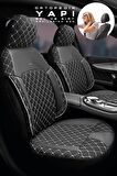 Citroen C4 Hatchback 2016-2020 Aracınıza Uyumlu Koltuk Kılıfı Jakar Deri Siyah Beyaz