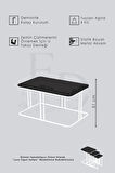 Lizbon 4+1 Kare Sehpa Takımı Gümüş Metal - Beyaz Mermer Tabla