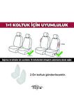 Efes Konfor Serisi Baklava Desenli Kumaş Deri Detay Koltuk Kılıfı Takımı Pilot 1+1 Ön İki