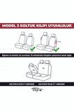 Efes Konfor Serisi Baklava Desenli Kumaş Deri Detay Koltuk Kılıfı Takımı Oturak 2+1 Sırt Dayama 2+1