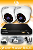 ELITCAM 2 Kameralı Dome 2 İç Kamera Set HDD'siz Full HD Gece Görüşlü Güvenlik Kamerası Sistemi
