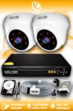 ELITCAM 2 Kameralı Dome 2 İç Kamera Set 500 GB HDD Full HD Gece Görüşlü Güvenlik Kamerası Sistemi