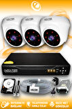 ELITCAM 3 Kameralı Dome 3 İç Kamera Set 100 GB HDD Full HD Gece Görüşlü Güvenlik Kamerası Sistemi