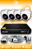 ELITCAM 4 Kameralı Dome 4 İç Kamera Set HDD'siz Full HD Gece Görüşlü Güvenlik Kamerası Sistemi