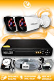ELITCAM 2 Kameralı Kare 2 Dış Kamera Set 320 GB HDD Full HD Gece Görüşlü Güvenlik Kamerası Sistemi