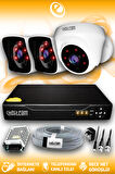 ELITCAM 3 Kameralı Kare 1 İç Kamera Set HDD'siz Full HD Gece Görüşlü Güvenlik Kamerası Sistemi