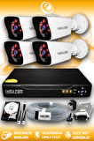 ELITCAM 4 Kameralı Kare 4 Dış Kamera Set 250 GB HDD Full HD Gece Görüşlü Güvenlik Kamerası Sistemi